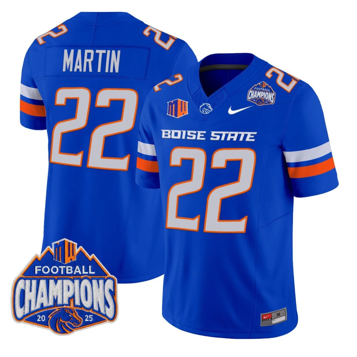 Doug Martin Jersey #22 Boise State Broncos 2025 Mountain West Champions by My Store NCAA Football Jerseys