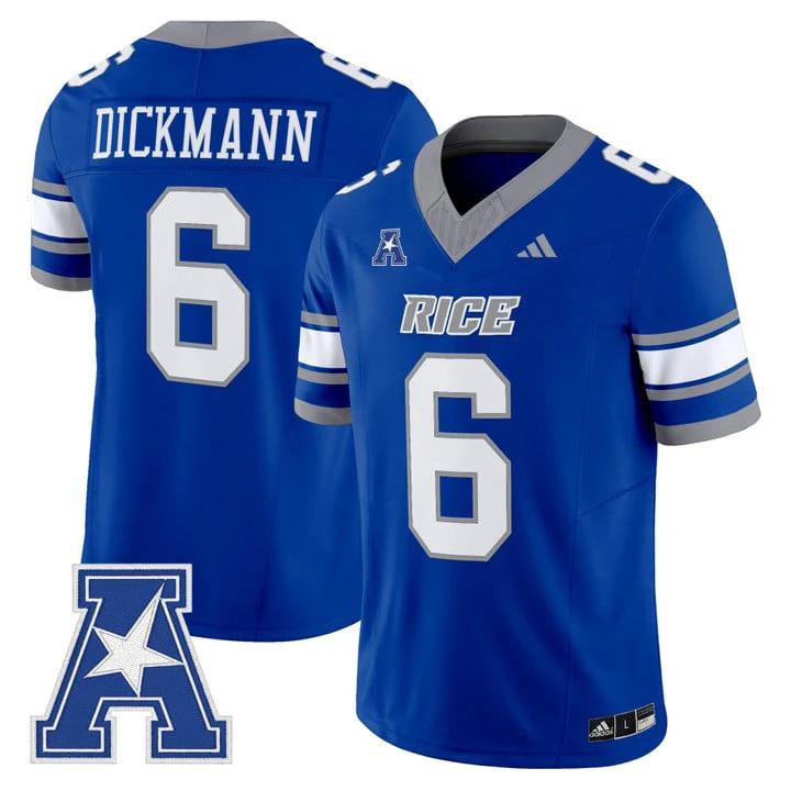 Drayden Dickmann Jersey #6 Rice Owls 2025 Vapor Limited Stitched Light Blue by NCAA Football Jersey