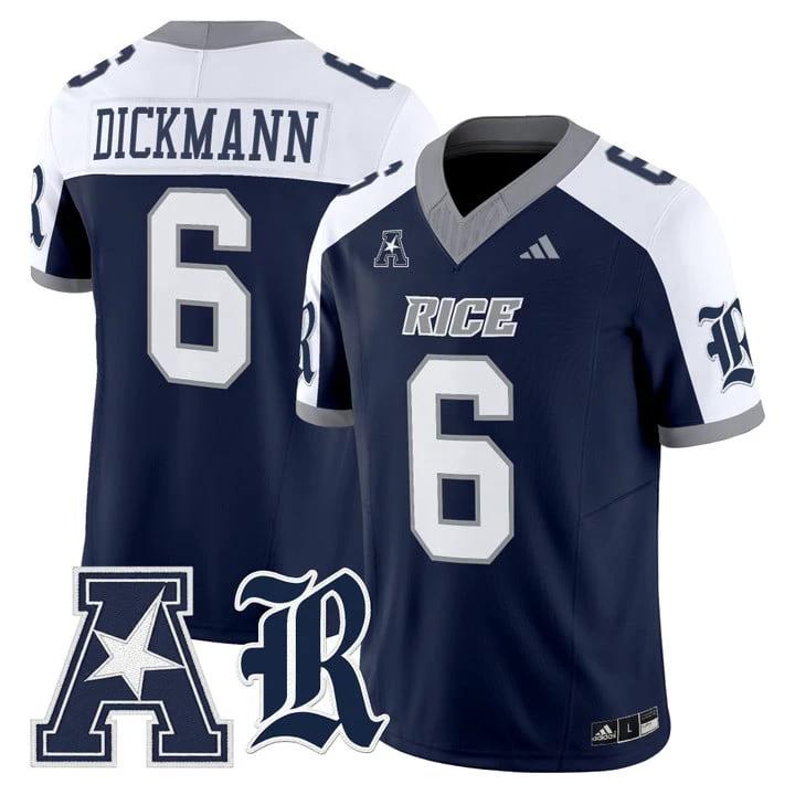 Drayden Dickmann Jersey #6 Rice Owls 2025 Vapor Limited Stitched by My Store NCAA Football Jerseys