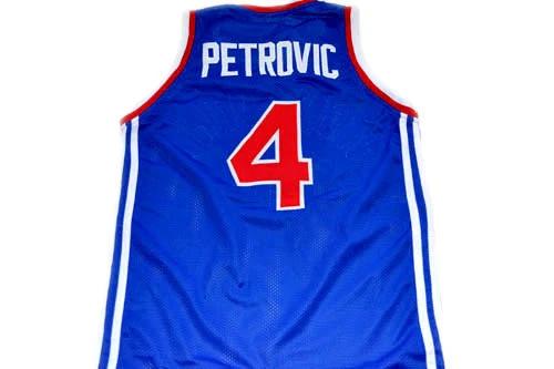 Drazen Petrovic Jersey #4 Jugoslavija Basketball Blue by My store basketball