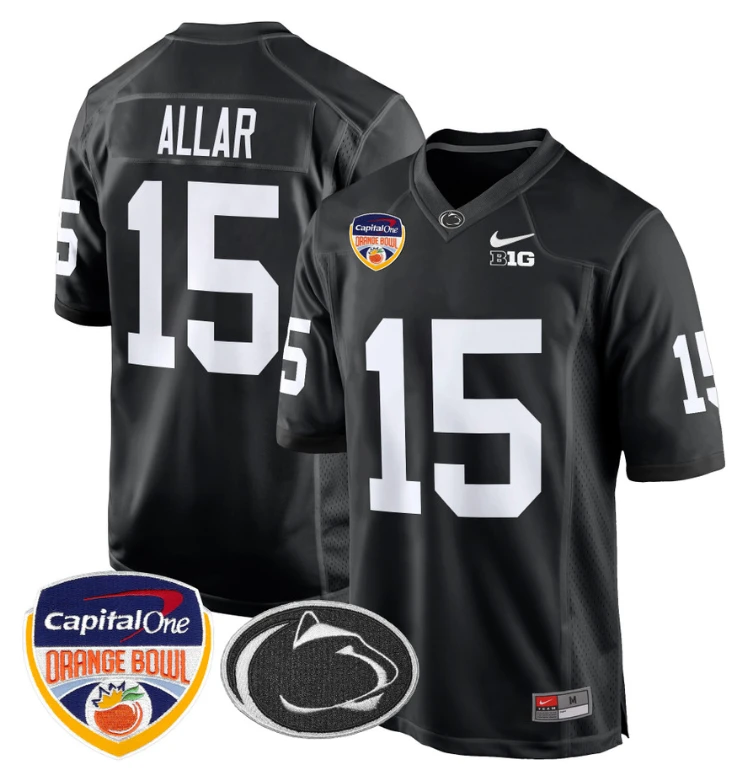 Drew Allar Jersey #15 Custom Penn State Orange Bowl Patch Football Black by My Store