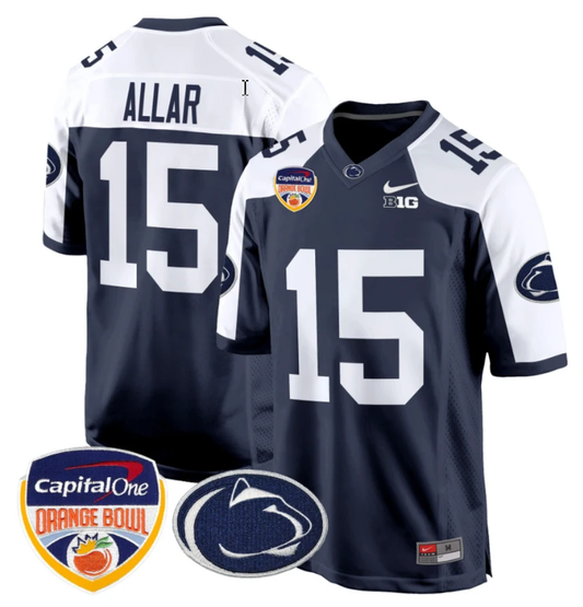 Drew Allar Jersey #15 Custom Penn State Orange Bowl Patch Football Navy Alternate by My Store