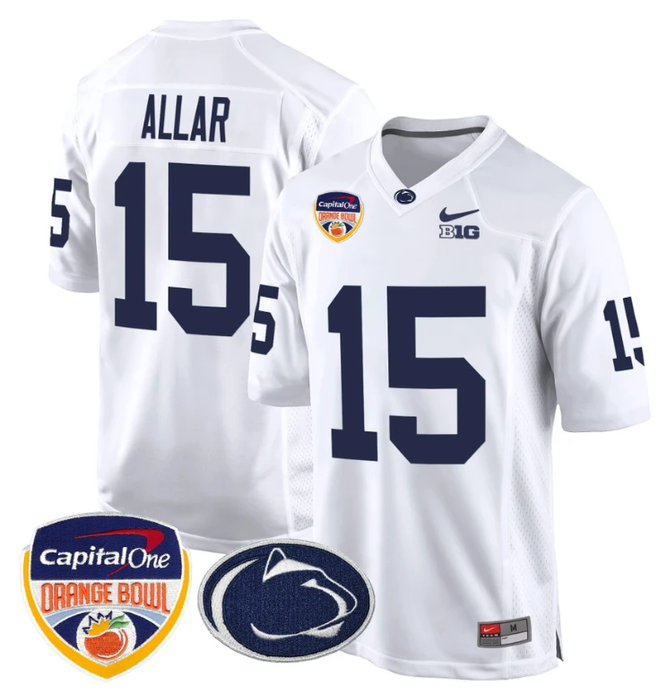 Drew Allar Jersey #15 Custom Penn State Orange Bowl Patch Football White by My Store