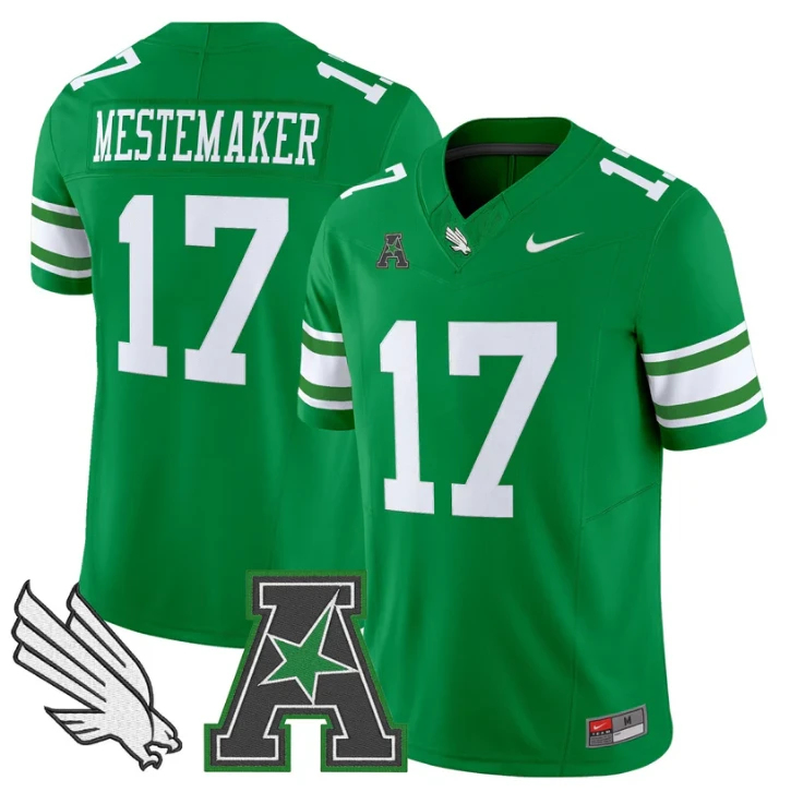 Drew Mestemaker Jersey #17 North Texas Mean Green 2025 Vapor Stitched Green by My Store NCAA Football Jerseys