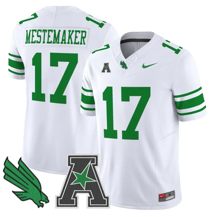 Drew Mestemaker Jersey #17 North Texas Mean Green 2025 Vapor Stitched White by My Store NCAA Football Jerseys