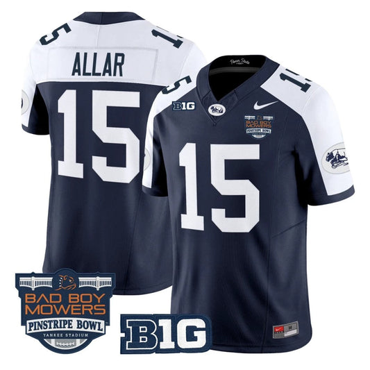 Drew Allar Jersey #15 Penn State Throwback Pinstripe Bowl Patch Stitched by My Store NCAA Football Jerseys