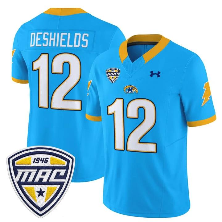 Dru DeShields Jersey #12 Kent State Golden Flashes 2025 Stitched Light Blue by NCAA Football Jersey