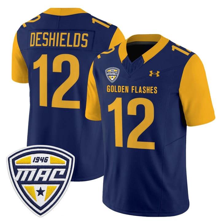 Dru DeShields Jersey #12 Kent State Golden Flashes 2025 Stitched by My Store NCAA Football Jerseys