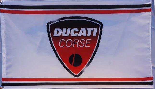 Ducati White Corse Flag 3X5 Ft Polyester Banner USA 90x150cm by flagsjustdoit