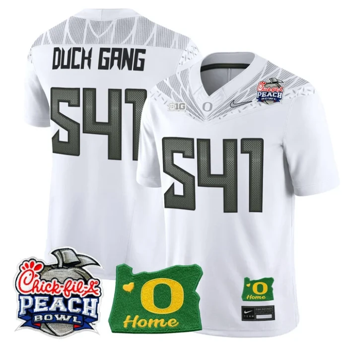 Duck Gang Jersey #541 Oregon Ducks 2026 Peach Bowl Oregon State Stitched White by My Store NCAA Football Jerseys