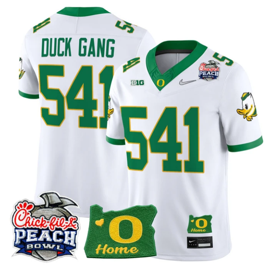 Duck Gang Jersey #541 Oregon Ducks 2026 Peach Bowl Oregon State Stitched White Alternate by My Store NCAA Football Jerseys