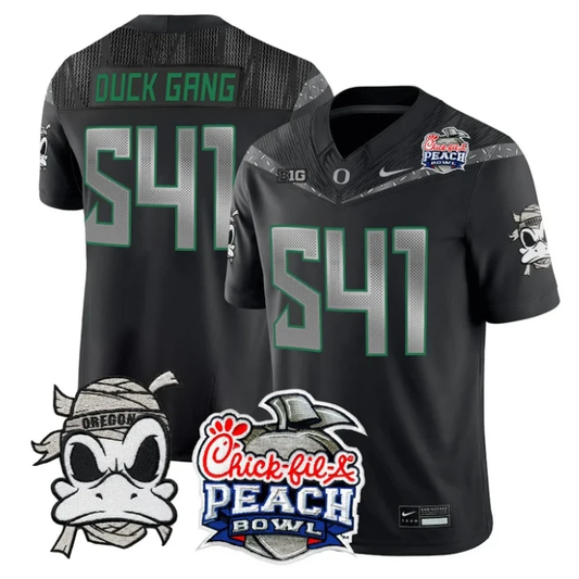 Duck Gang Jersey #541 Oregon Ducks Mummy Duck 2026 Peach Bowl Stitched Black by My Store NCAA Football Jerseys