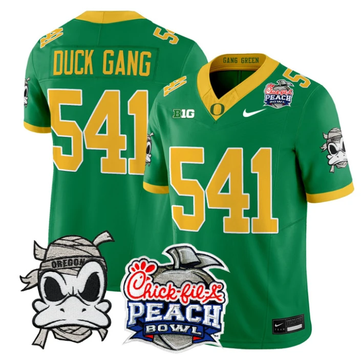 Duck Gang Jersey #541 Oregon Ducks Mummy Duck 2026 Peach Bowl Stitched Green by My Store NCAA Football Jerseys