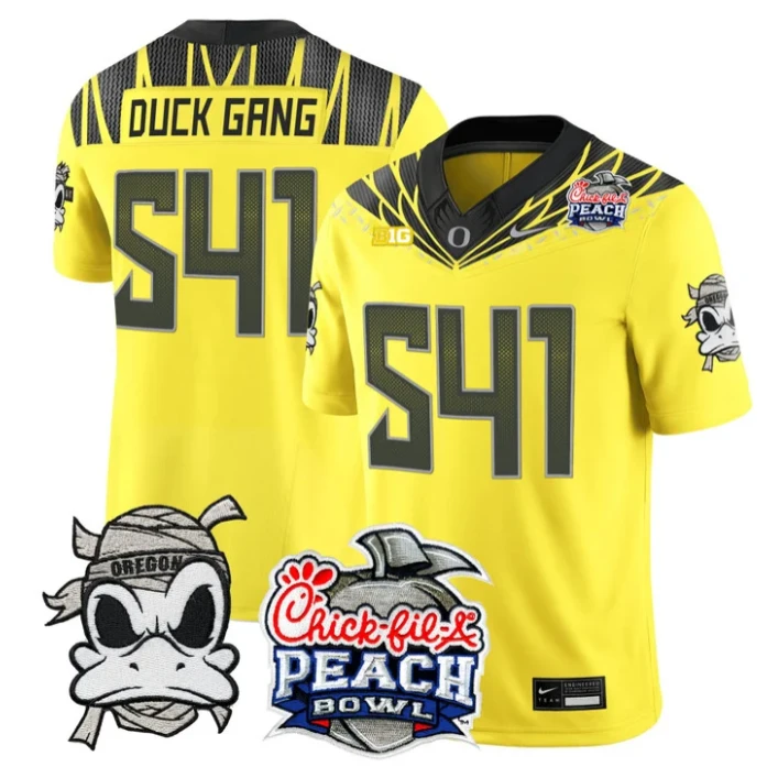 Duck Gang Jersey #541 Oregon Ducks Mummy Duck 2026 Peach Bowl Stitched Yellow by My Store NCAA Football Jerseys