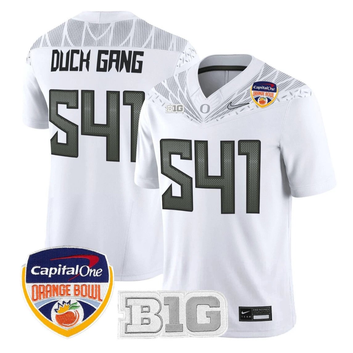 Duck Gang Jersey #541 Oregon Ducks 2026 Orange Bowl Patch Vapor Stitched by My Store NCAA Football Jerseys