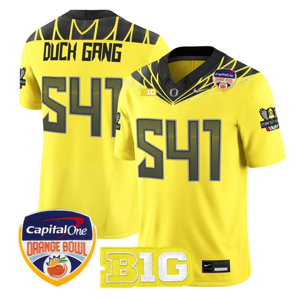 Duck Gang Jersey #541 Oregon Ducks 2026 Orange Bowl Patch Vapor Stitched by My Store NCAA Football Jerseys