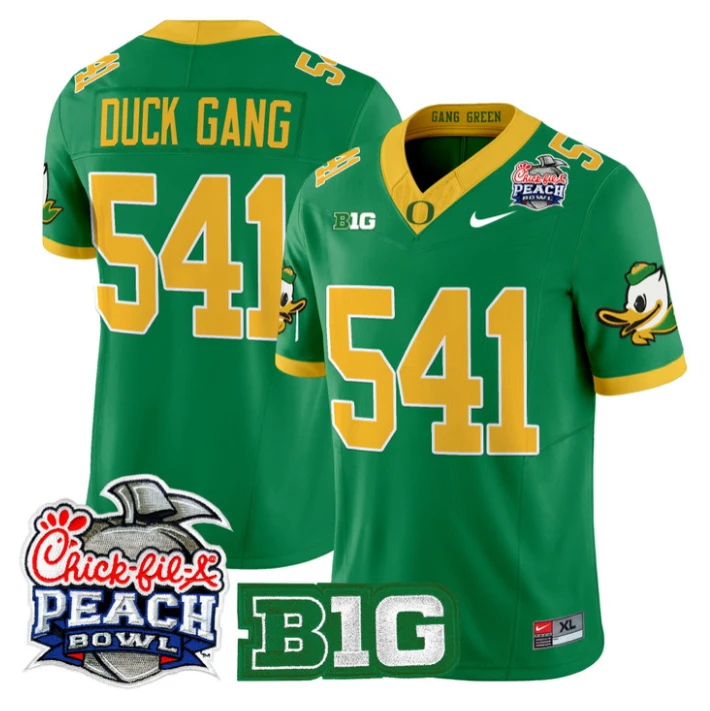 Duck Gang Jersey #541 Oregon Ducks 2026 Peach Bowl Patch Stitched by My Store NCAA Football Jerseys