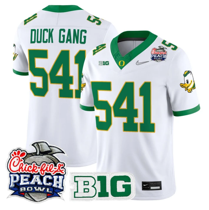 Duck Gang Jersey #541 Oregon Ducks 2026 Peach Bowl Patch Stitched by My Store NCAA Football Jerseys