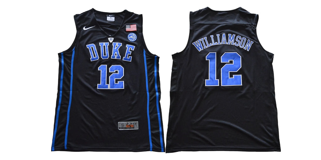 Duke Blue Devils #12 Williamson Basketball NCAA Basketball Jersey Black by My store basketball