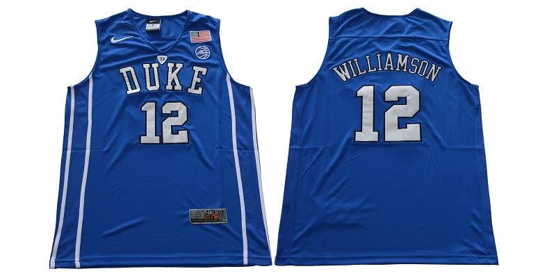 Duke Blue Devils #12 Williamson Basketball NCAA Basketball Jersey Blue by My store basketball