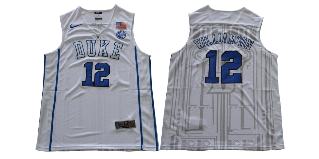 Duke Blue Devils #12 Williamson Basketball NCAA Basketball Jersey White by My store basketball