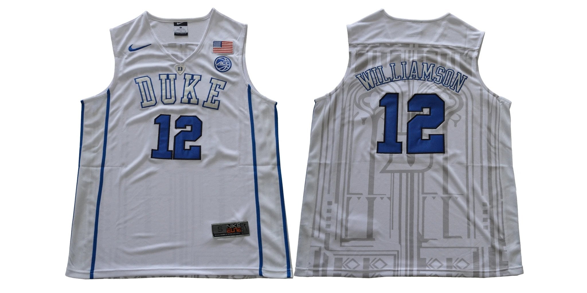 Duke Blue Devils #12 Williamson Basketball NCAA Basketball Jersey White by My store basketball