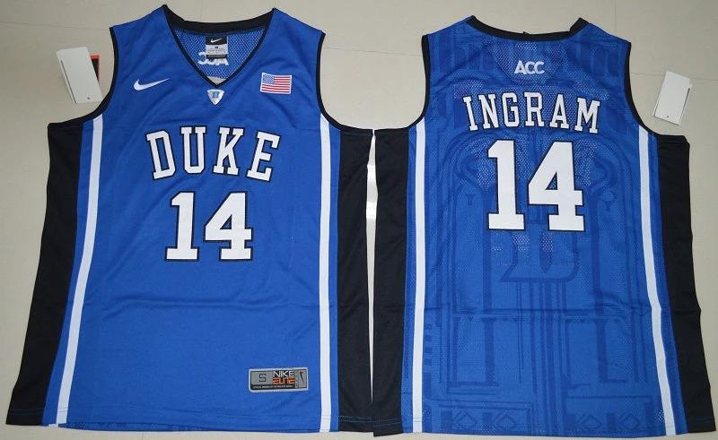 Duke Blue Devils #14 Brandon Ingram Basketball NCAA Basketball Jersey Blue Elite by My store basketball