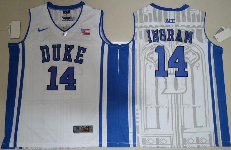 Duke Blue Devils #14 Brandon Ingram Basketball NCAA Basketball Jersey White Elite by My store basketball