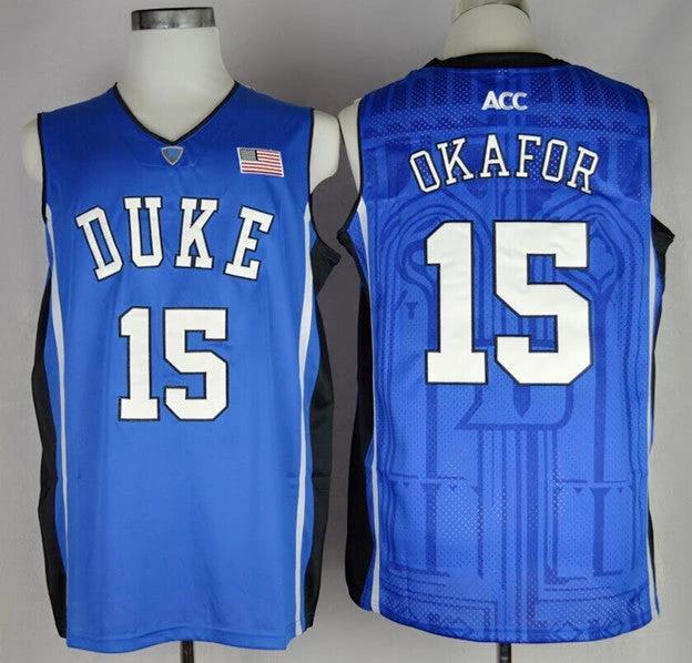 Duke Blue Devils #15 Jahlil Okafor Basketball NCAA Basketball Jersey Blue by My store basketball
