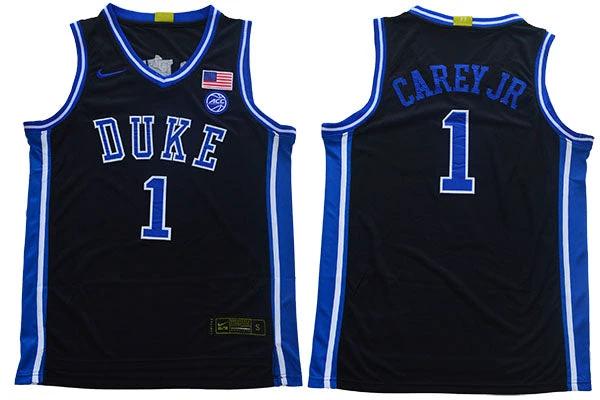 Duke Blue Devils #1 Carey jr Basketball NCAA Basketball Jersey Black by My store basketball