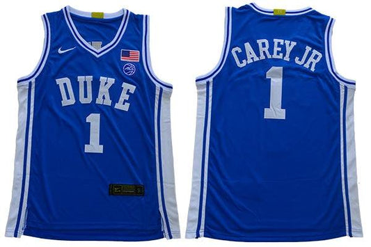 Duke Blue Devils #1 Carey jr Basketball NCAA Basketball Jersey Blue by My store basketball