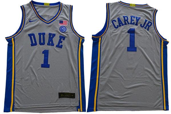 Duke Blue Devils #1 Carey jr Basketball NCAA Basketball Jersey Grey by My store basketball
