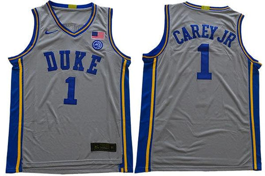 Duke Blue Devils #1 Carey jr Basketball NCAA Basketball Jersey Grey by My store basketball