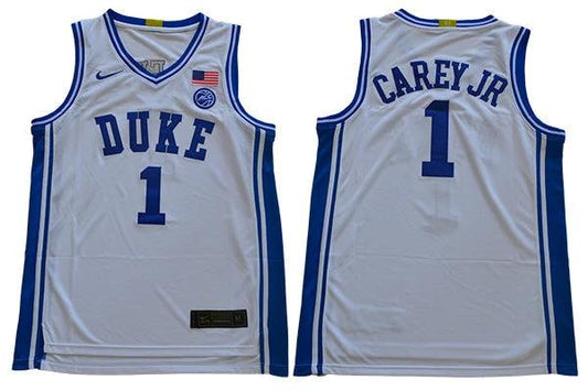 Duke Blue Devils #1 Carey jr Basketball NCAA Basketball Jersey White by My store basketball