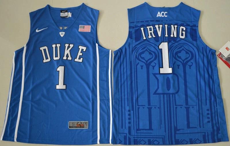 Duke Blue Devils #1 Kyrie Irving Basketball NCAA Basketball Jersey Blue V-neck by My store basketball