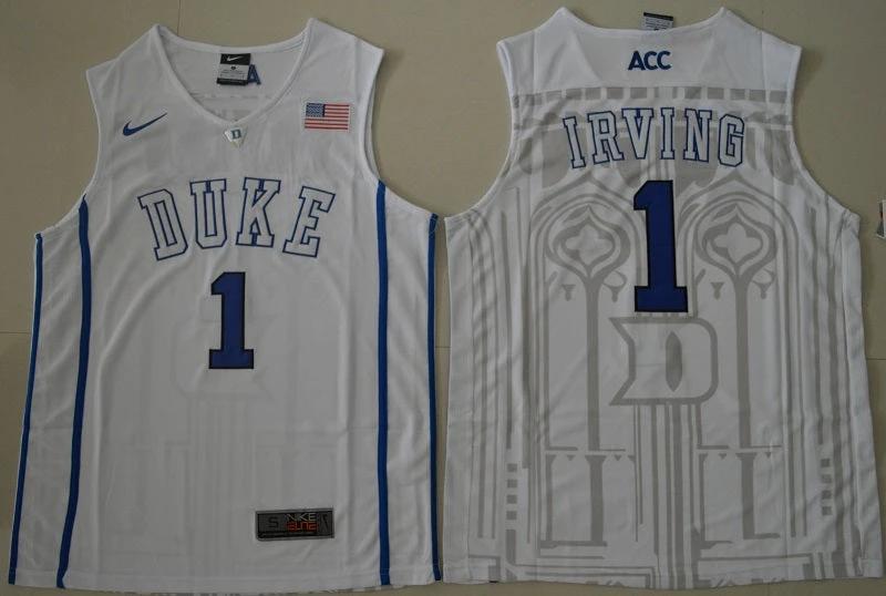 Duke Blue Devils #1 Kyrie Irving Basketball NCAA Basketball Jersey White V-neck by My store basketball