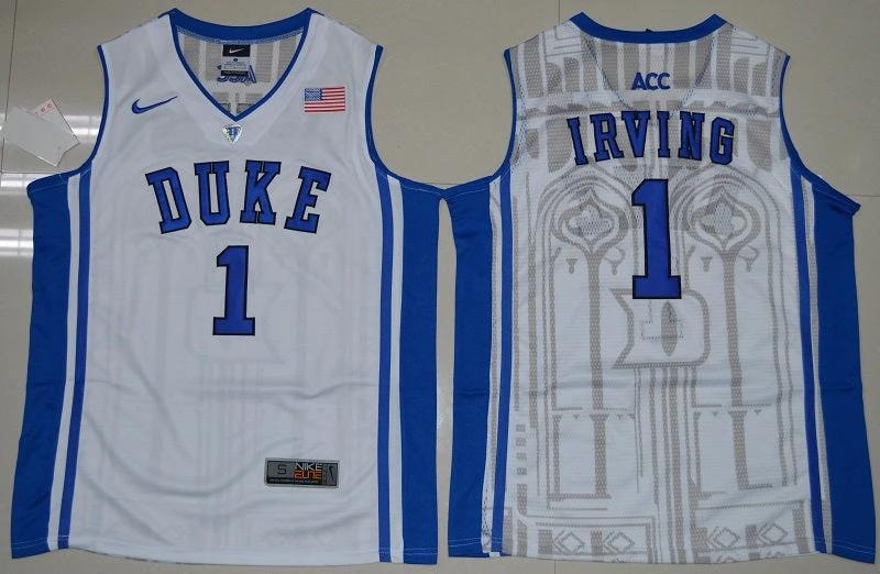 Duke Blue Devils #1 Kyrie Irving Basketball NCAA Basketball Jersey White V-neck Elite by My store basketball