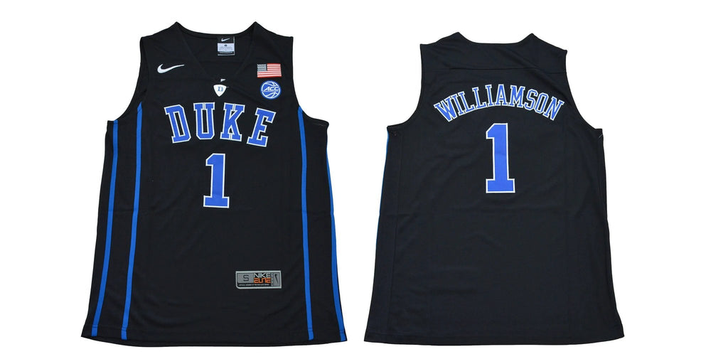 Duke Blue Devils #1 Williamson Basketball NCAA Basketball Jersey Black by My store basketball