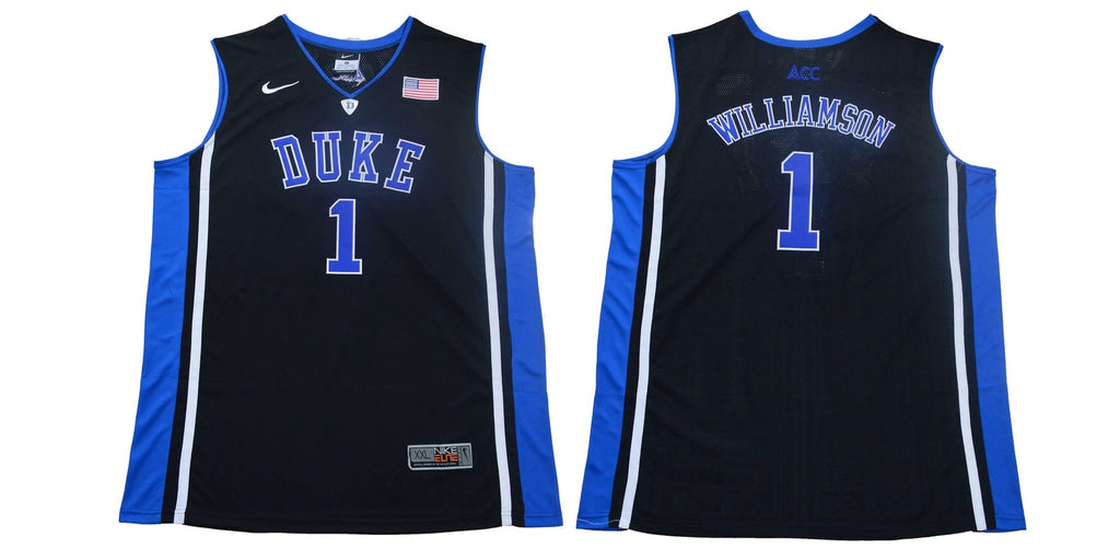 Duke Blue Devils #1 Williamson Basketball NCAA Basketball Jersey Black Elite by My store basketball