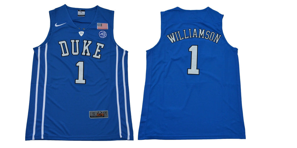 Duke Blue Devils #1 Williamson Basketball NCAA Basketball Jersey Blue by My store basketball