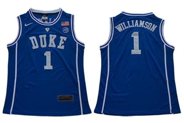 Duke Blue Devils #1 Williamson Basketball NCAA Basketball Jersey Blue Round Neck by My store basketball
