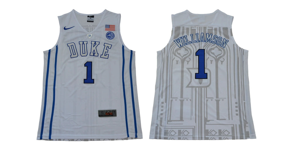 Duke Blue Devils #1 Williamson Basketball NCAA Basketball Jersey New White by My store basketball