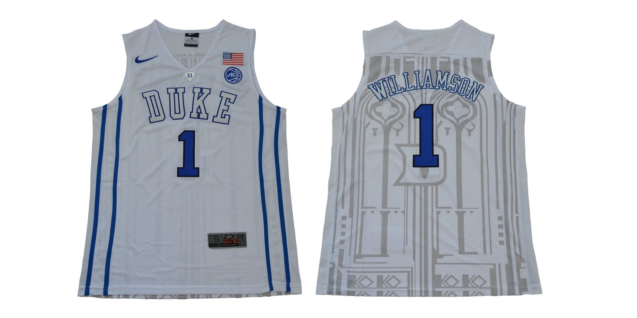 Duke Blue Devils #1 Williamson Basketball NCAA Basketball Jersey New White by My store basketball