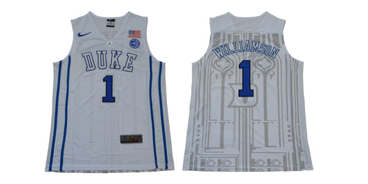 Duke Blue Devils #1 Williamson Basketball NCAA Basketball Jersey New White by My store basketball