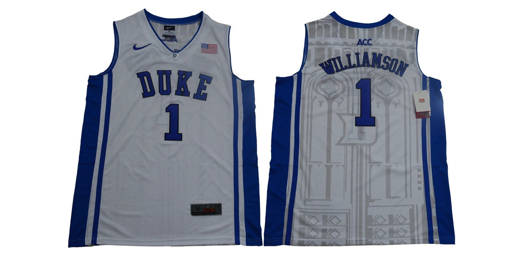 Duke Blue Devils #1 Williamson Basketball NCAA Basketball Jersey White Elite by My store basketball