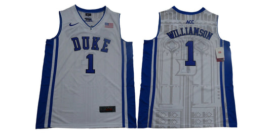 Duke Blue Devils #1 Williamson Basketball NCAA Basketball Jersey White Elite by My store basketball