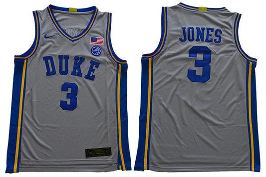 Duke Blue Devils #3 Jones Basketball NCAA Basketball Jersey Grey by My store basketball