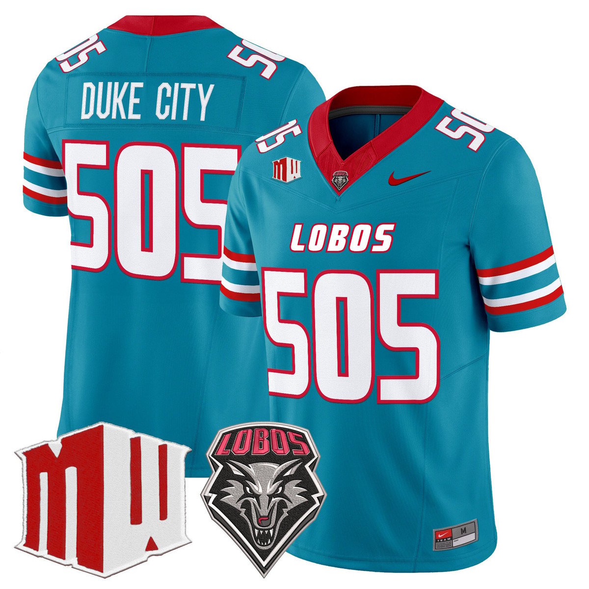 Duke City Jersey #505 New Mexico Lobos 2025 Vapor Limited Stitched Turquoise by My Store NCAA Football Jerseys
