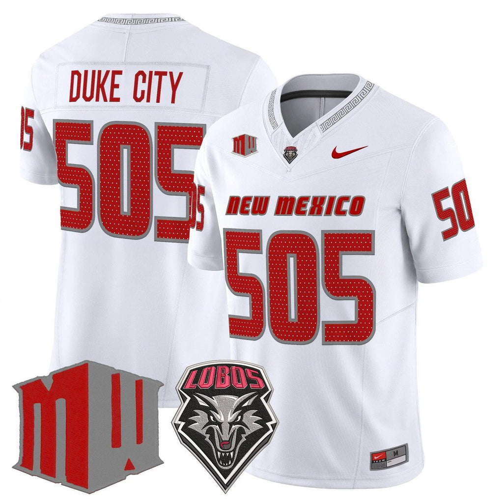Duke City Jersey #505 New Mexico Lobos 2025 Vapor Limited Stitched White by My Store NCAA Football Jerseys