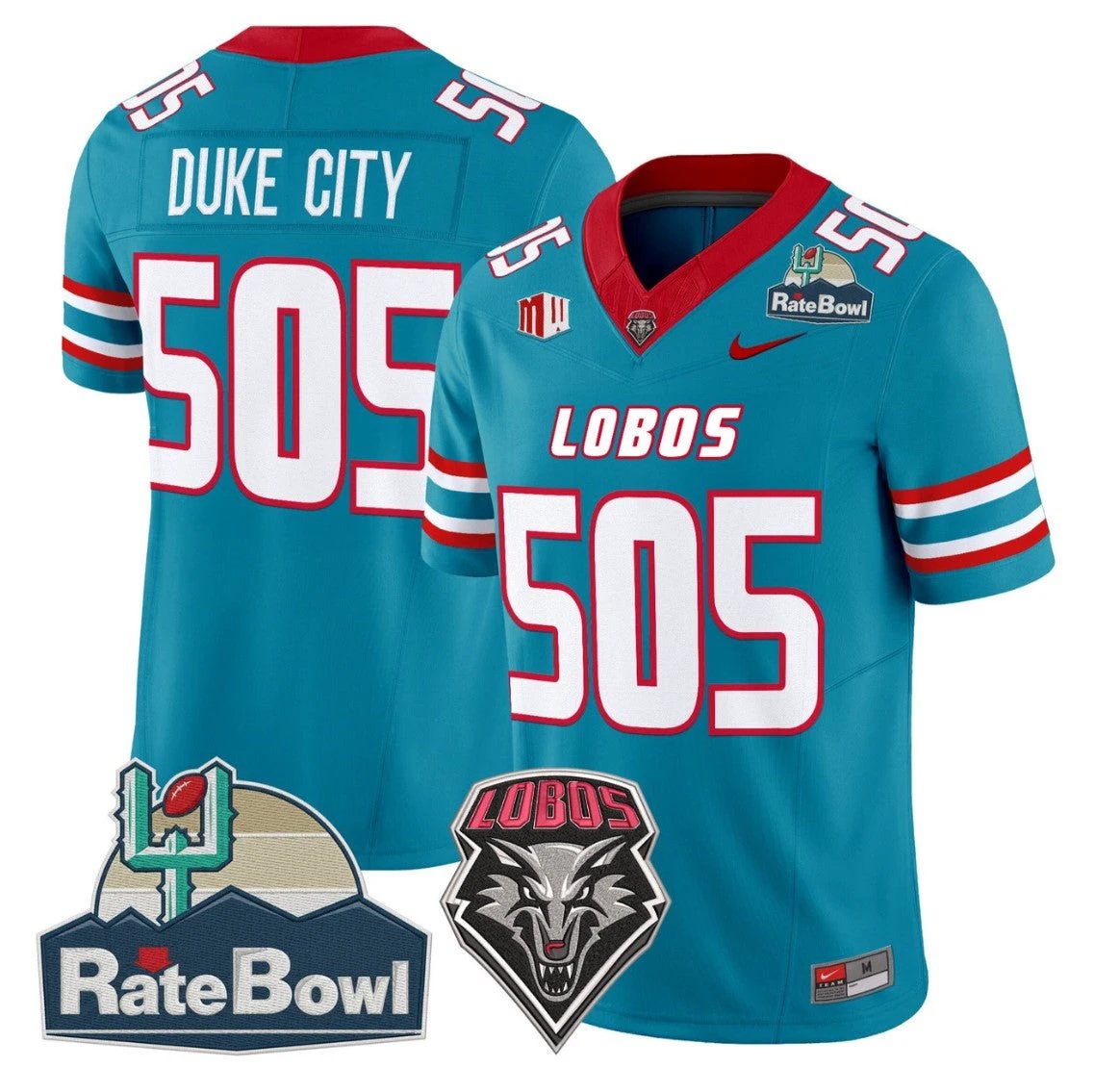 Duke City Jersey #505 New Mexico Lobos 2025 Rate Bowl Vapor Stitched by My Store NCAA Football Jerseys